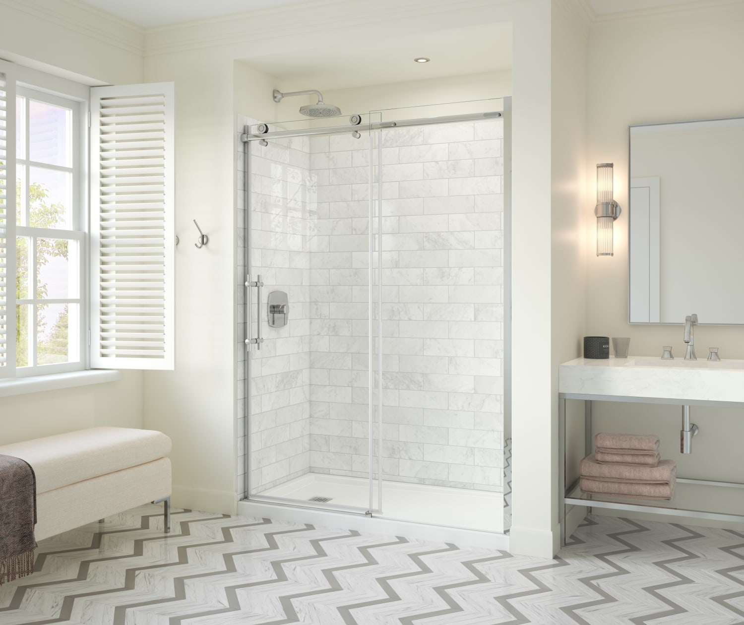MAAX 137420-900-084-000 Odyssey SC 57-59 ½ x 78in. 8 mm Sliding Shower Door for Alcove Installation with Clear glass in Chrome