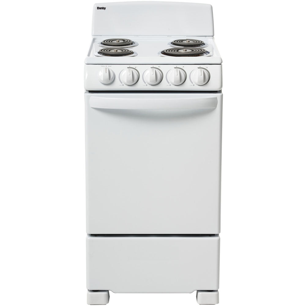 Danby DER202W 20" Electric Range, Coil Elements,Push & Turn Safety Knobs,Manual Clean