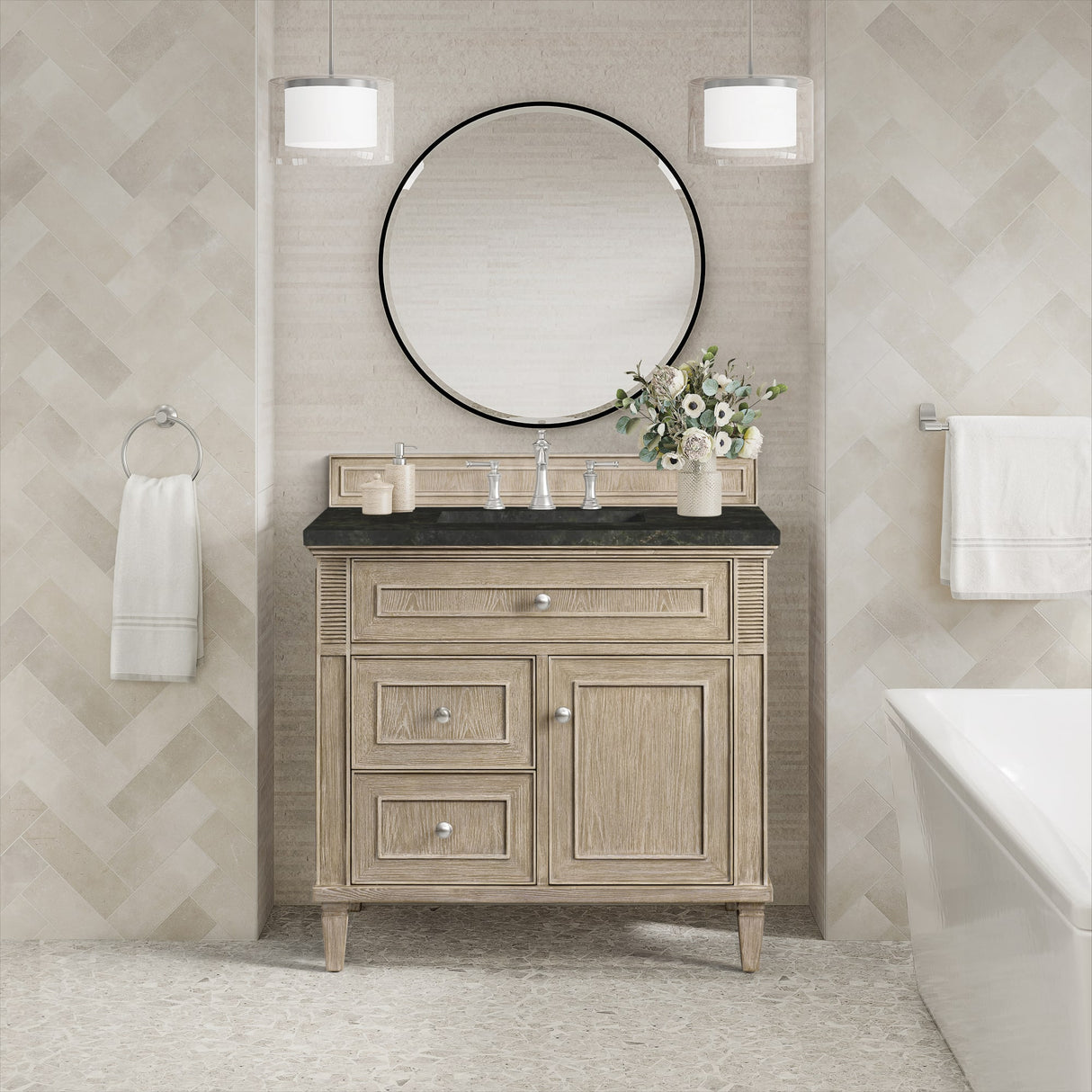 Lorelai 36" Single Vanity, Whitewashed Oak, w/ 3 CM Phantome Eclos Top