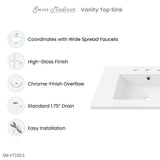 30" Vanity Top Bathroom Sink with 3 Holes