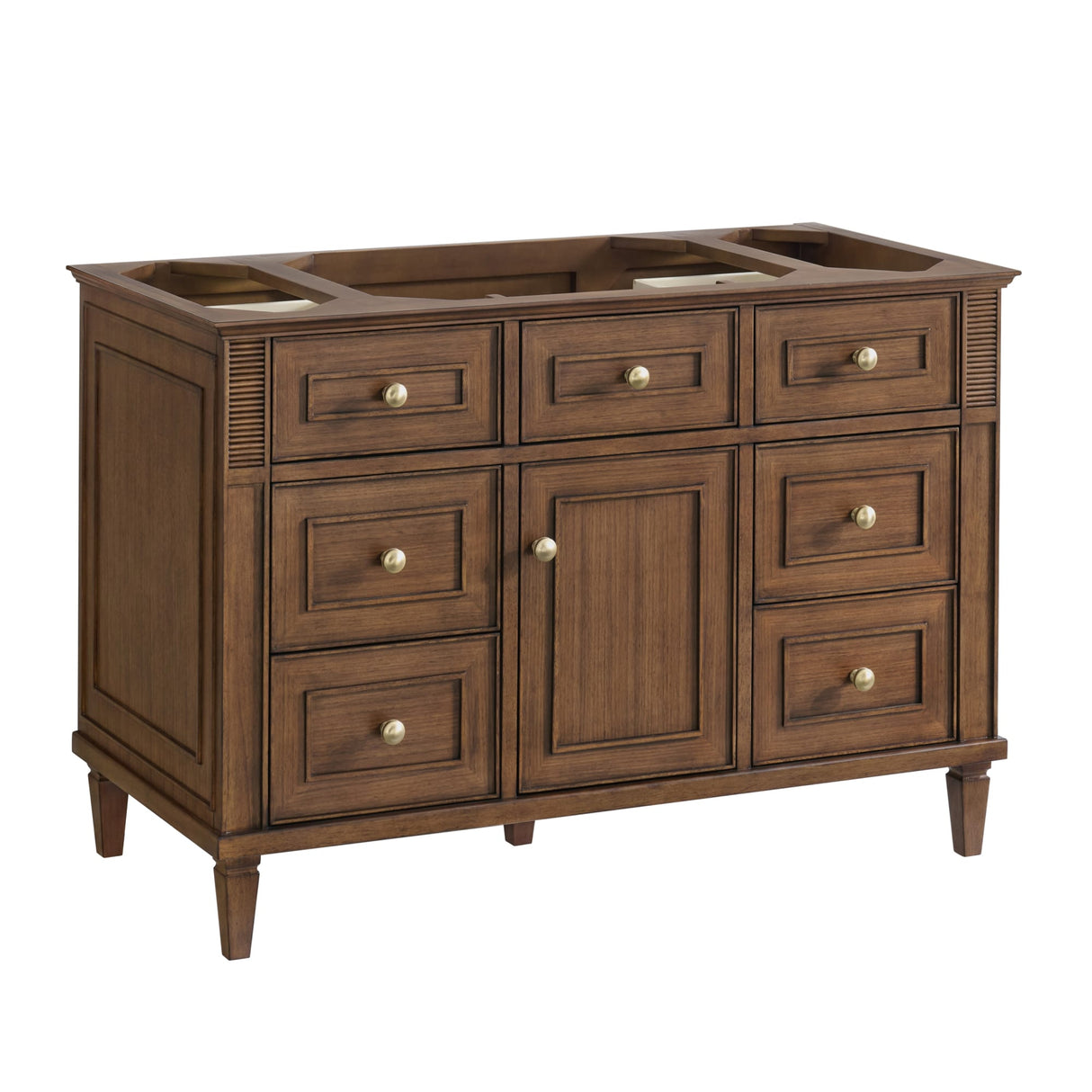 Lorelai 48" Single Vanity, Mid-Century Walnut w/ 3 CM Ethereal Noctis Silestone Top w/FreePower Wireless Charger