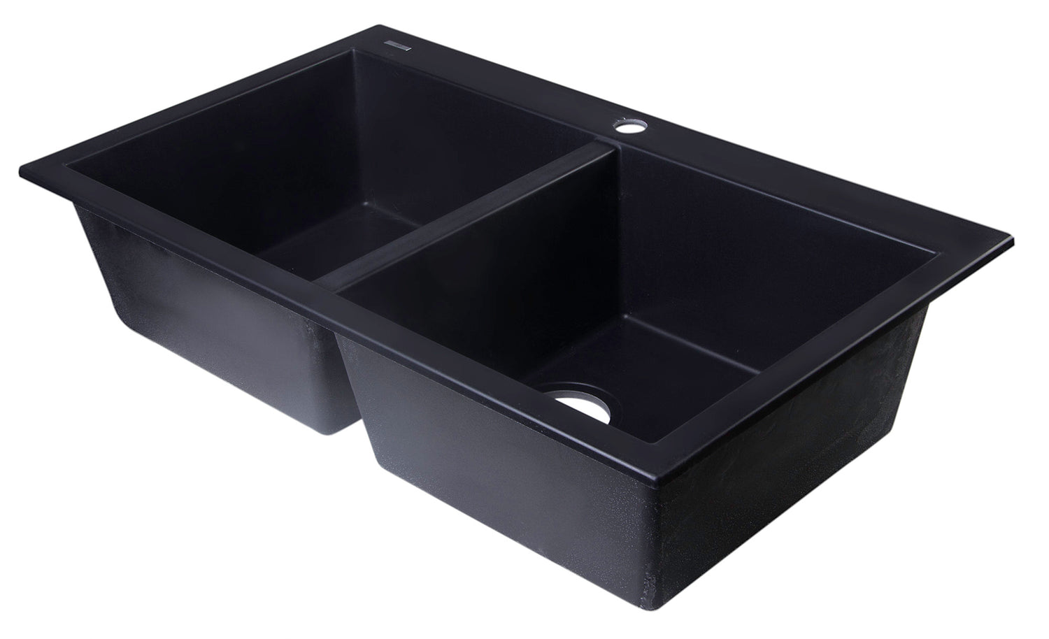 ALFI brand AB3420DI-BLA Black 34" Drop-In Double Bowl Granite Composite Kitchen Sink