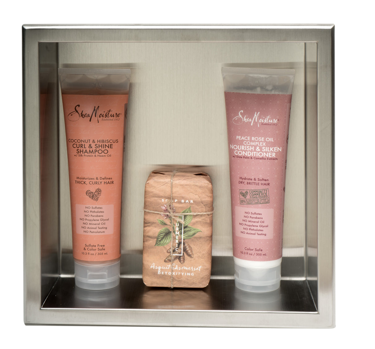 ALFI brand 12 x 12 Brushed Stainless Steel Square Single Shelf Bath Shower Niche