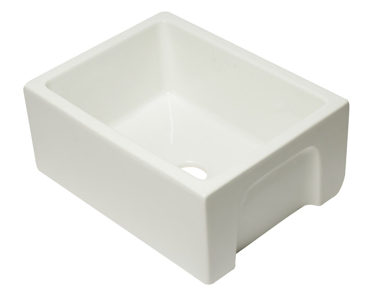 ALFI brand AB2418HS-B 24 inch Biscuit Reversible Smooth / Fluted Single Bowl Fireclay Farm Sink