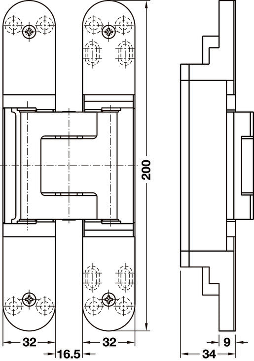 Häfele 924.19.269 TECTUS - Concealed Hinge, TE 540 3D, 3D adjustable, size 200 mm, Polished nickel