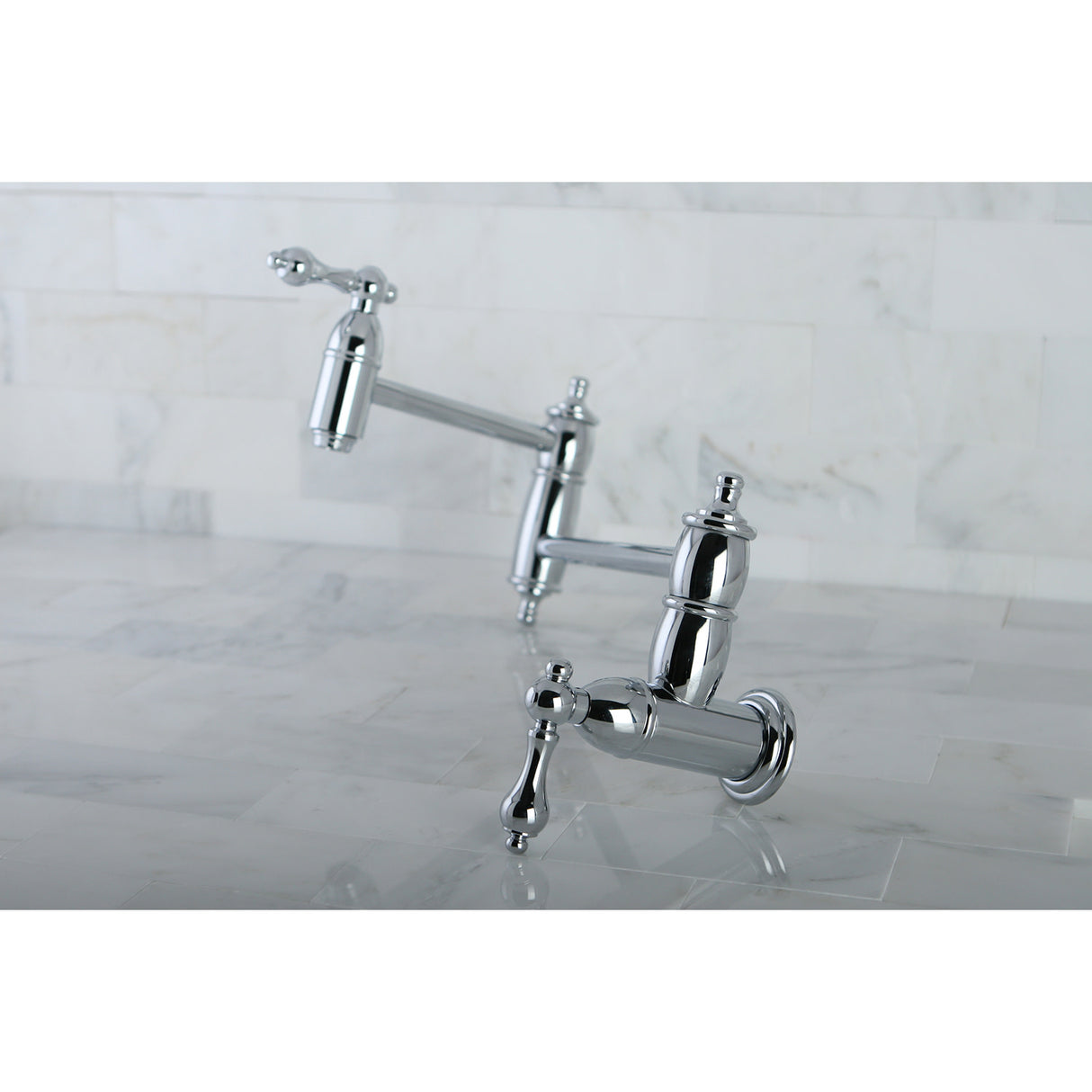 Kingston Brass KS3101AL Restoration Wall Mount Pot Filler Kitchen Faucet, Polished Chrome