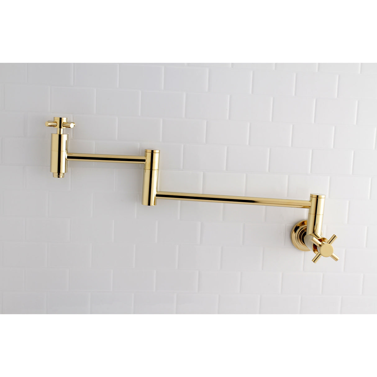 Kingston Brass KS8102DX Concord Wall Mount Pot Filler Kitchen Faucet, Polished Brass