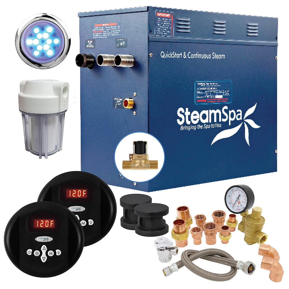 SteamSpa Executive 10.5 KW QuickStart Acu-Steam Bath Generator Package with Built-in Auto Drain in Matte Black EXR1050BK-A