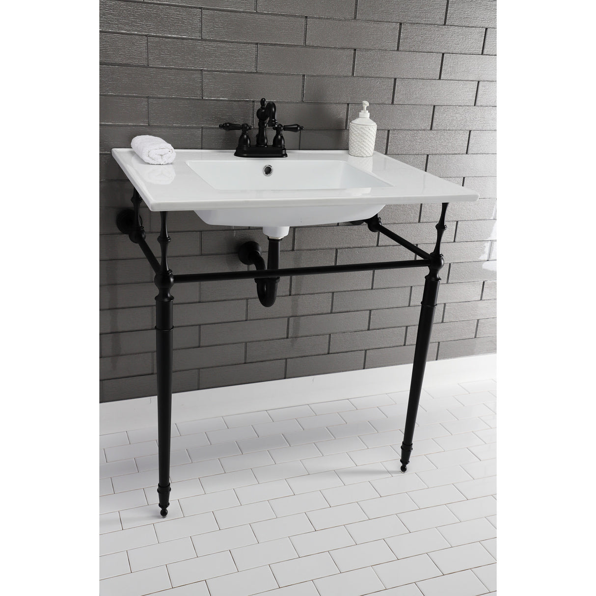 Kingston Brass KB1600AL Heritage 4 in. Centerset Bathroom Faucet, Matte Black