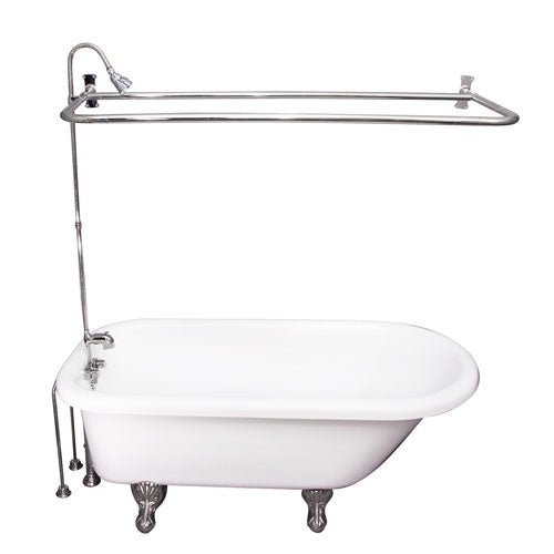 Asia 67″ Acrylic Roll Top Tub Kit in White – Polished Chrome Accessories