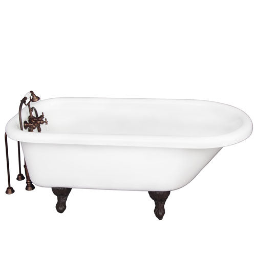 Anthea 60" Acrylic Roll Top Tub Kit in White – Oil Rubbed Bronze Accessories
