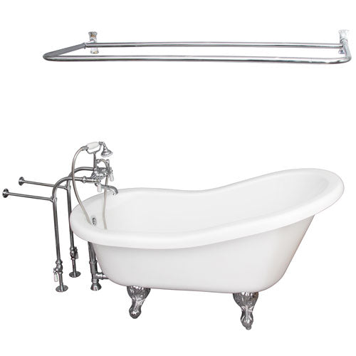Fillmore 60″ Acrylic Slipper Tub Kit in White – Polished Chrome Accessories