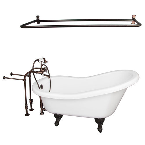 Isadora 67″ Acrylic Slipper Tub Kit in White – Oil Rubbed Bronze Accessories
