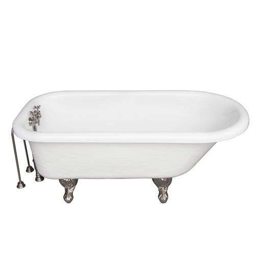 Andover 60″ Acrylic Roll Top Tub Kit in White – Brushed Nickel Accessories