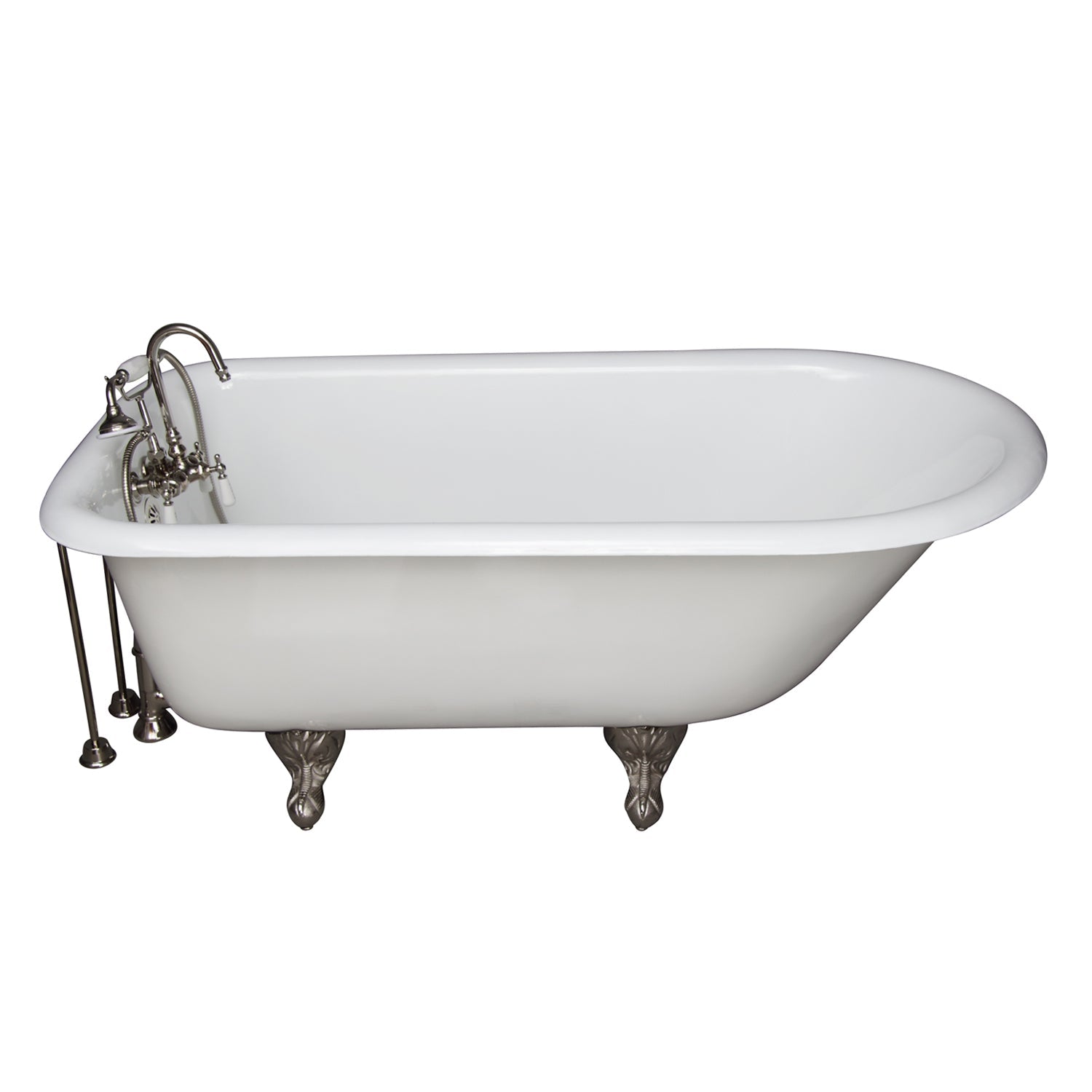 Brocton 65″ Cast Iron Roll Top Tub Kit – Polished Nickel Accessories
