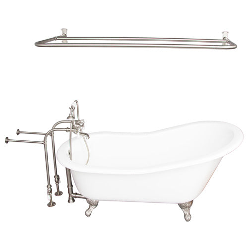 Icarus 67″ Cast Iron Slipper Tub Kit – Brushed Nickel Accessories