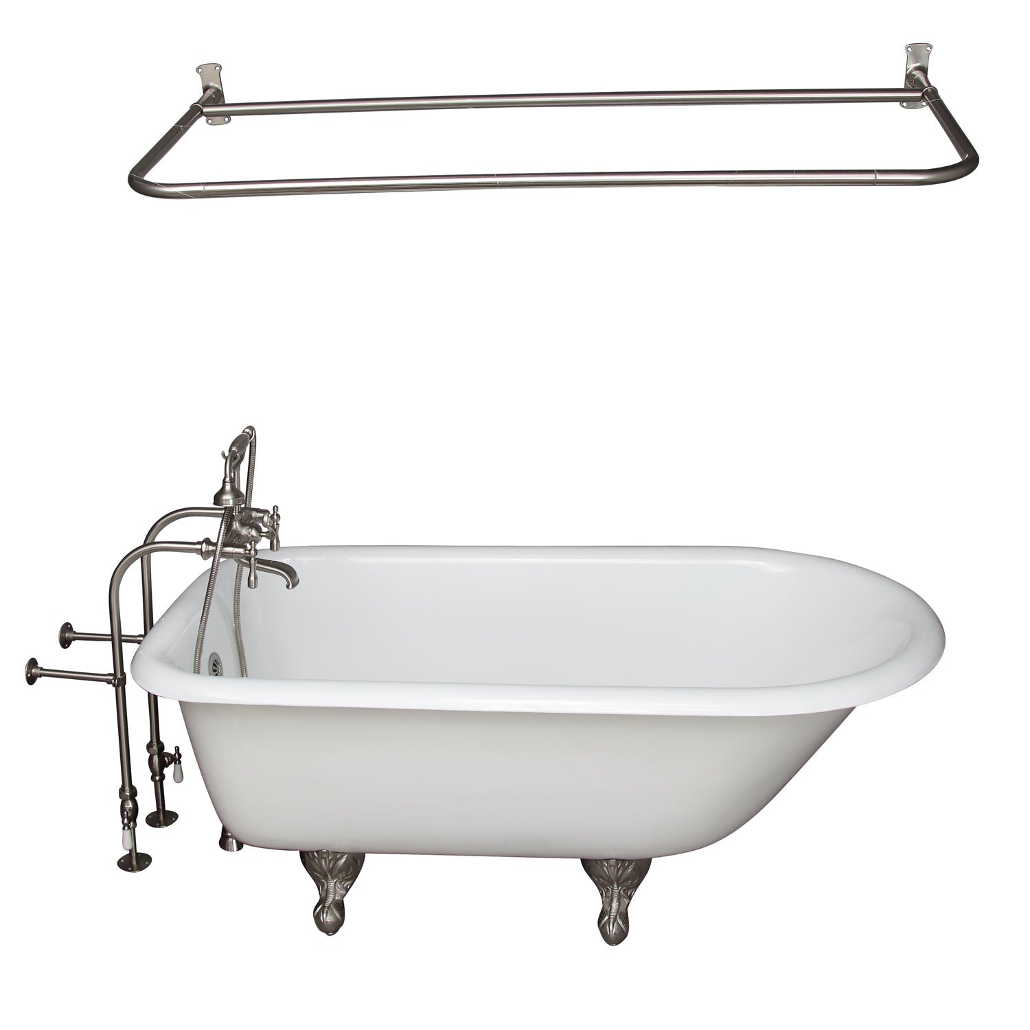 Antonio 55" Cast Iron Roll Top Tub Kit-Brushed Nickel Accessories