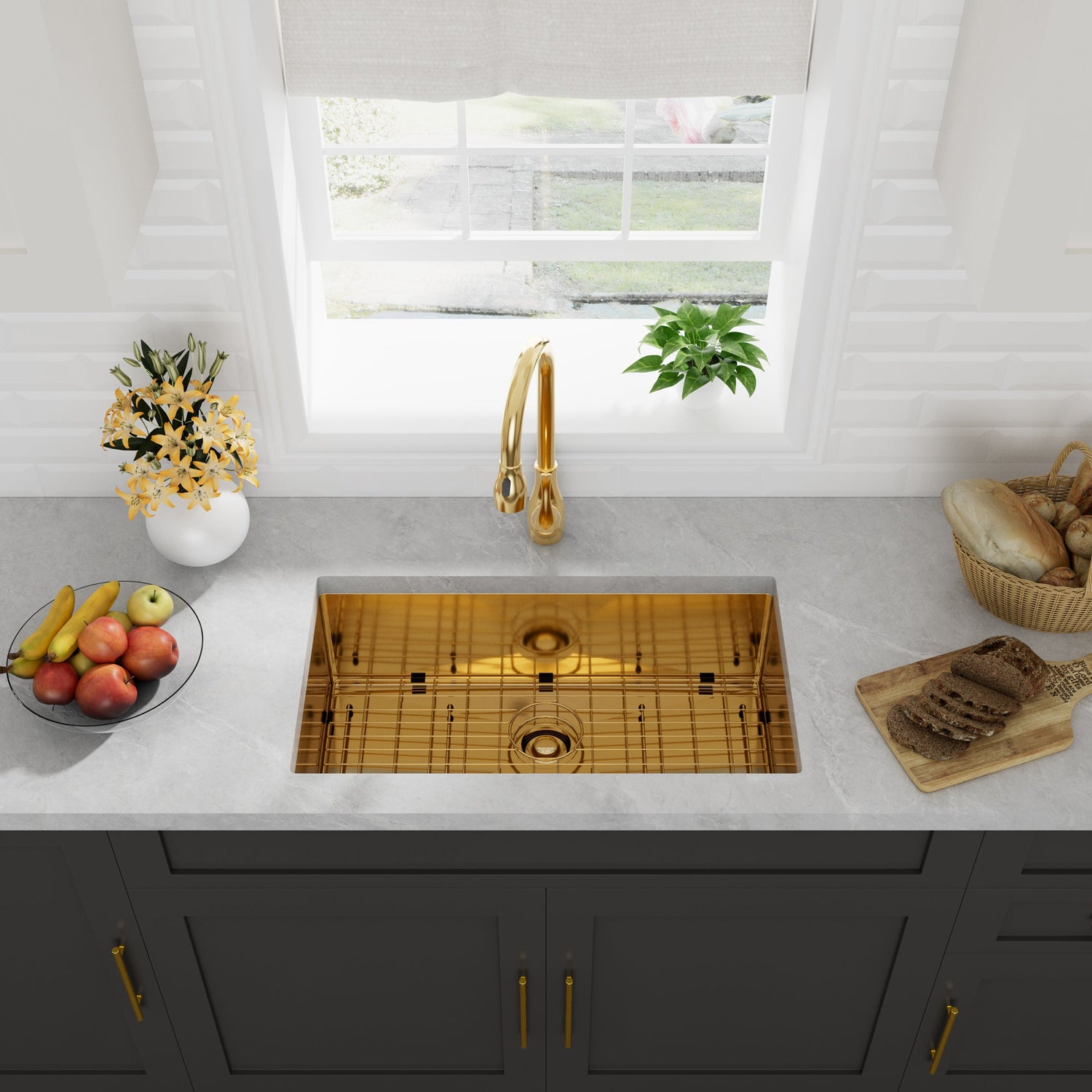 Fabyan 32" Single Bowl Gold Stainless Kitchen Sink