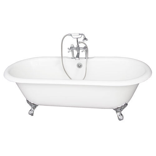 Columbus 61″ Cast Iron Double Roll Top Tub Kit – Polished Chrome Accessories