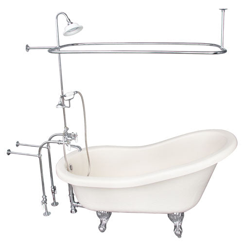 Estelle 60″ Acrylic Slipper Tub Kit in Bisque – Polished Chrome Accessories