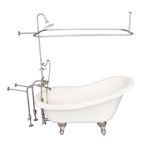 Estelle 60″ Acrylic Slipper Tub Kit in Bisque – Brushed Nickel Accessories