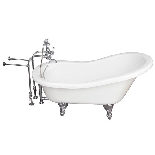 Imogene 67″ Acrylic Slipper Tub Kit in White – Polished Chrome Accessories
