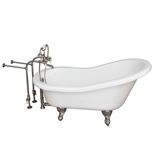 Estelle 60″ Acrylic Slipper Tub Kit in White – Brushed Nickel Accessories