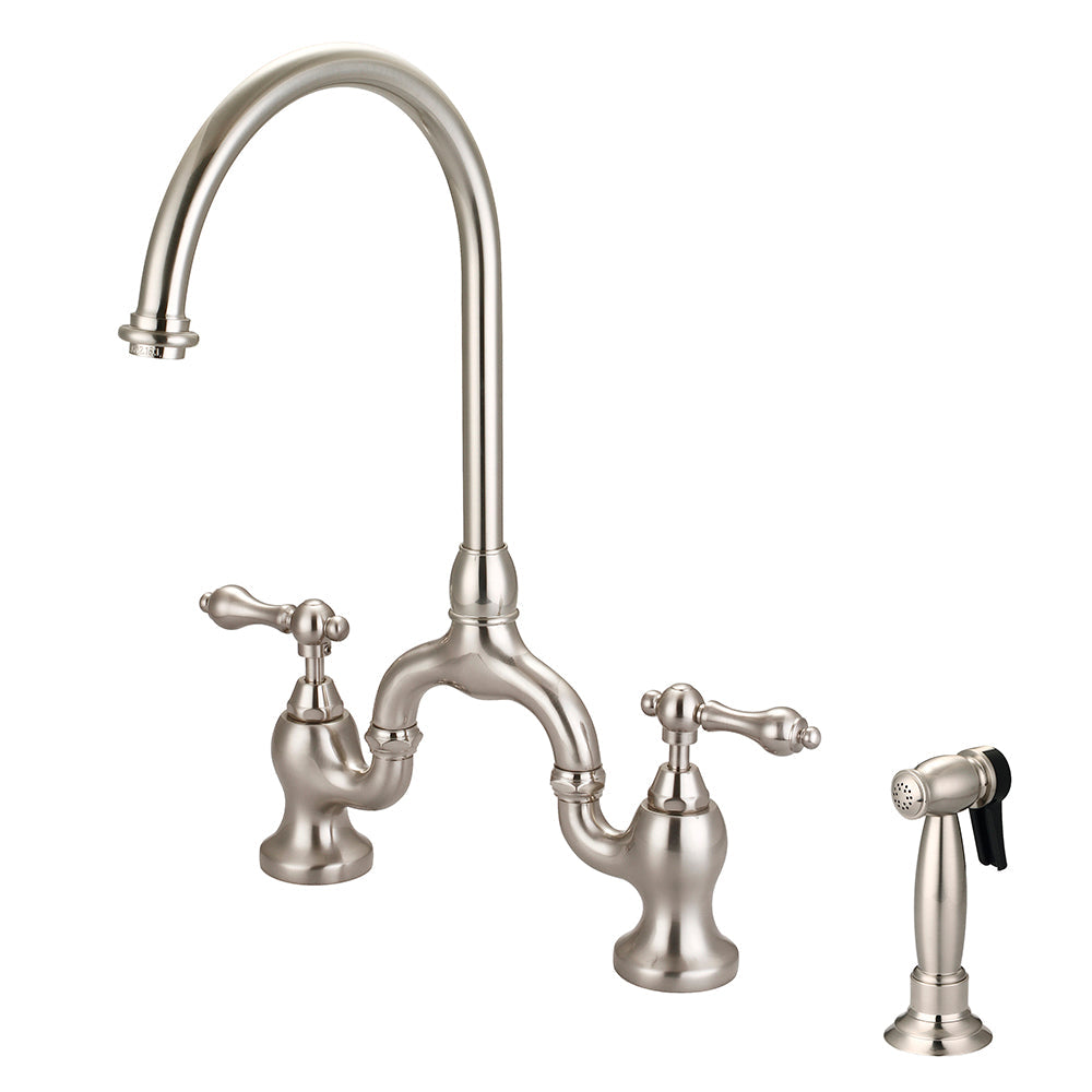 Banner Kitchen Bridge Faucet with Metal Lever Handles