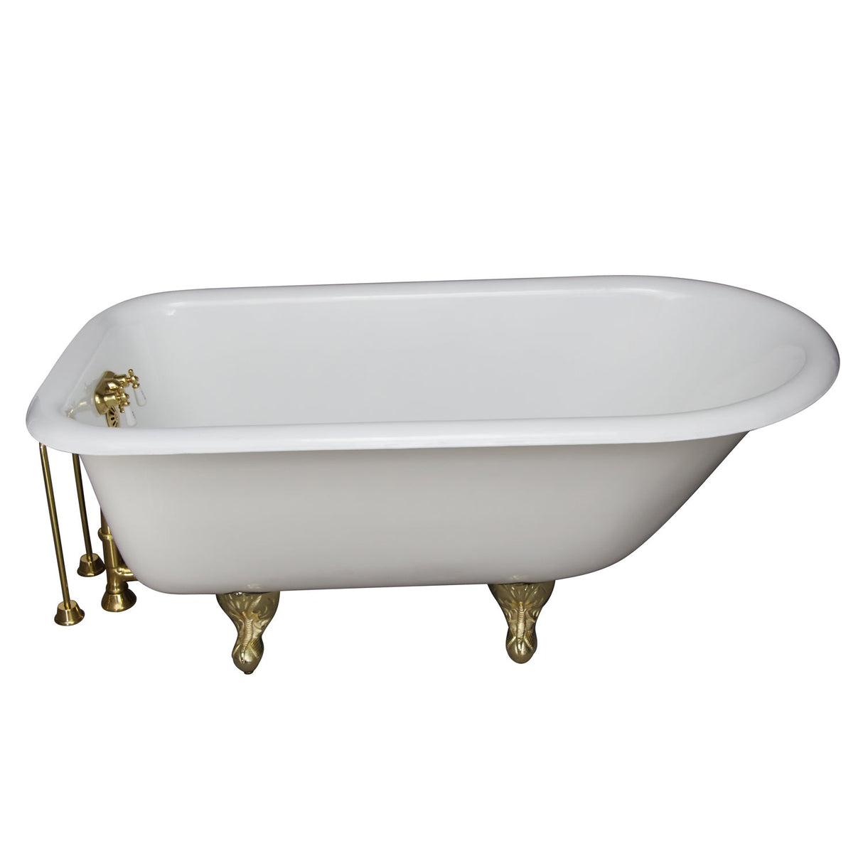Brocton 65″ Cast Iron Roll Top Tub Kit – Polished Brass Accessories