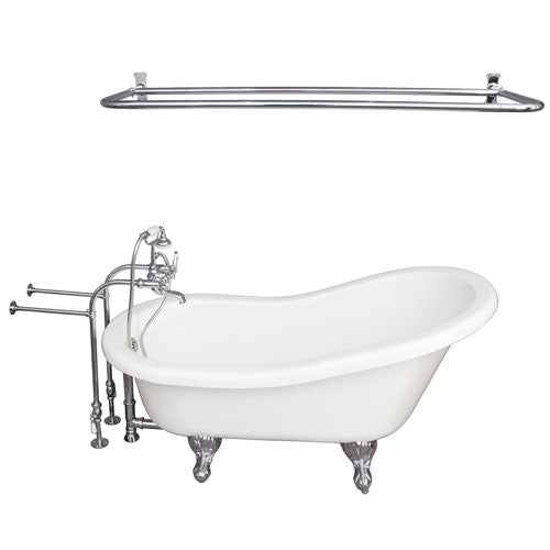 Estelle 60″ Acrylic Slipper Tub Kit in White – Polished Chrome Accessories