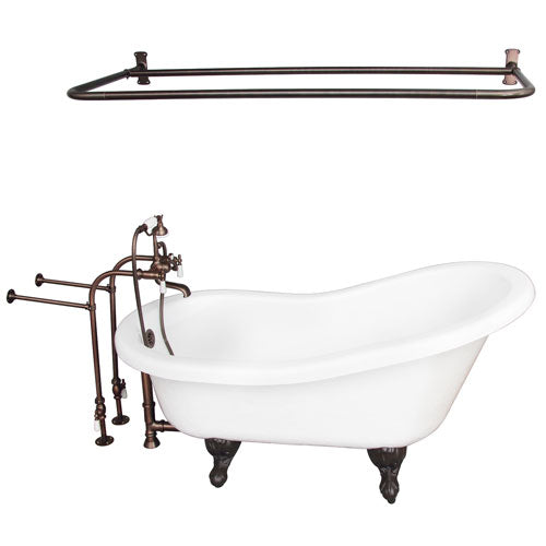 Imogene 67″ Acrylic Slipper Tub Kit in White – Oil Rubbed Bronze Accessories