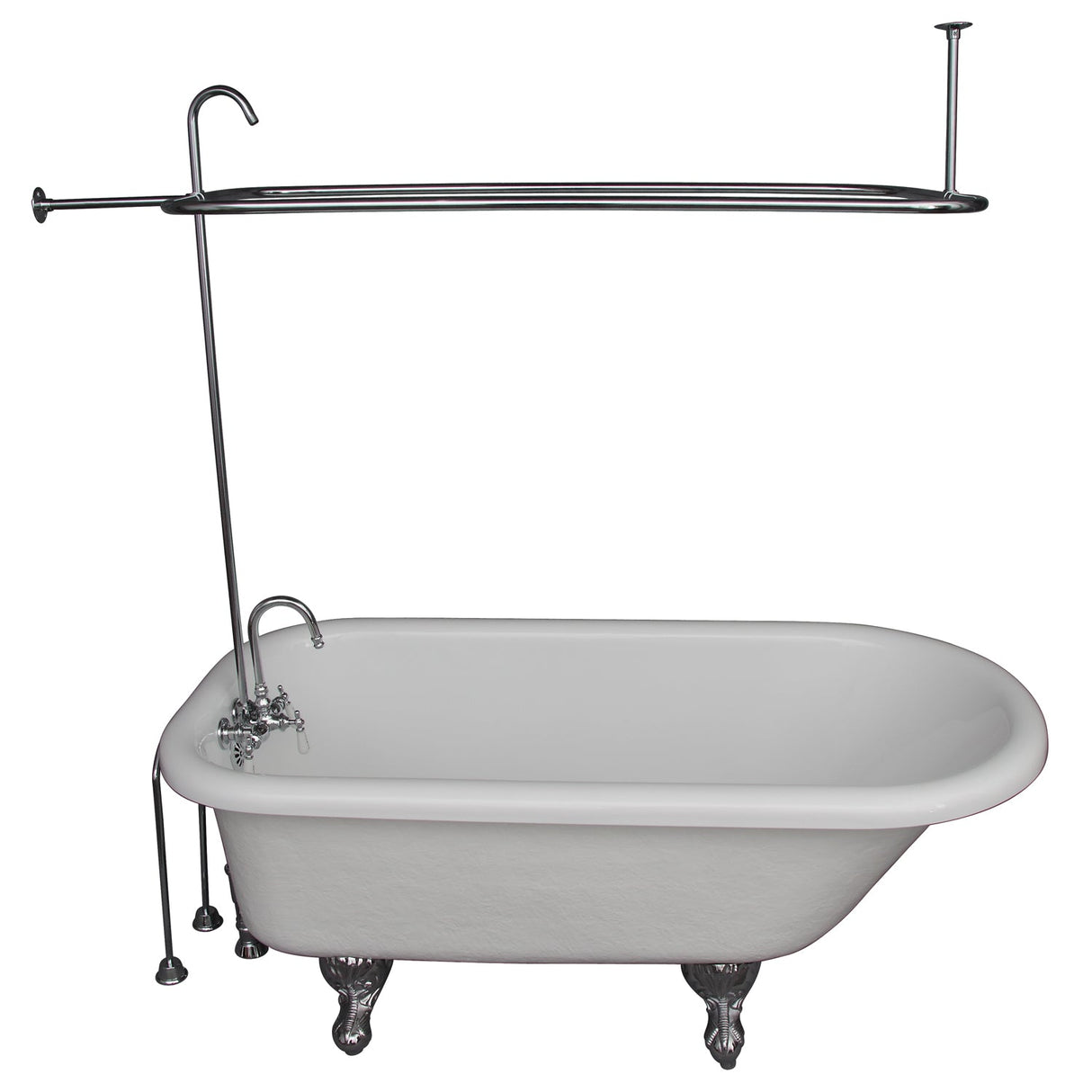 Andover 60″ Acrylic Roll Top Tub Kit in White – Polished Chrome Accessories