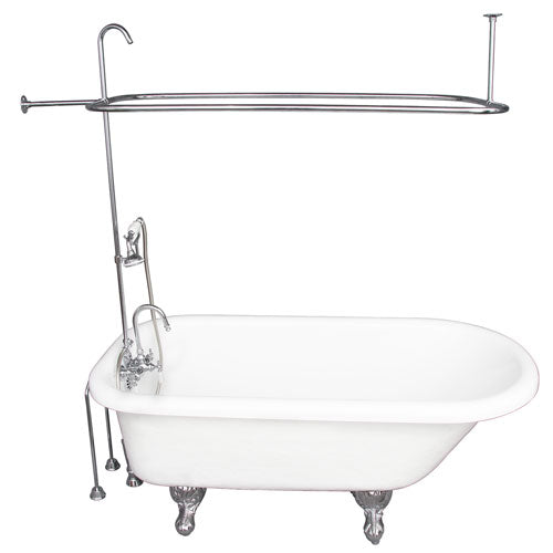Atlin 67″ Acrylic Roll Top Tub Kit in White – Polished Chrome Accessories