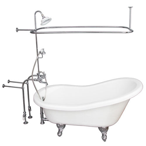 Estelle 60″ Acrylic Slipper Tub Kit in White – Polished Chrome Accessories
