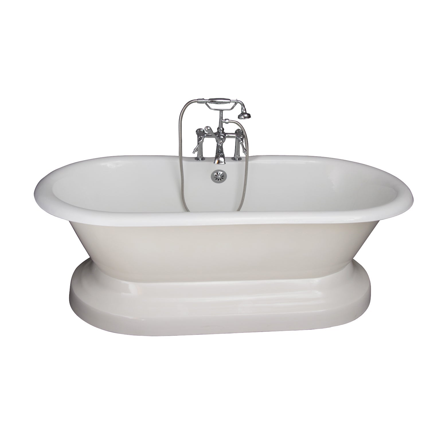 Duet 67" Cast Iron Double Roll Top Tub Kit-Polished Chrome Accessories