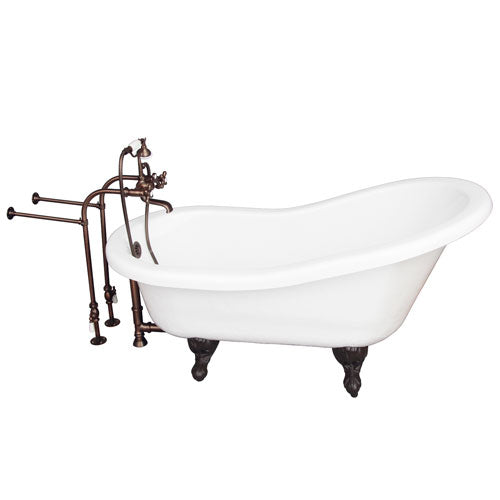 Estelle 60″ Acrylic Slipper Tub Kit in White – Oil Rubbed Bronze Accessories
