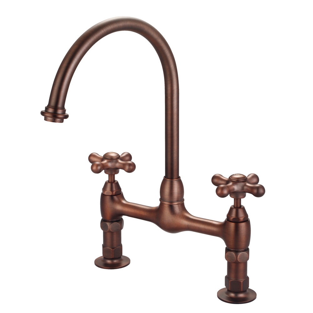 Harding Kitchen Bridge Faucet with Metal Cross Handles
