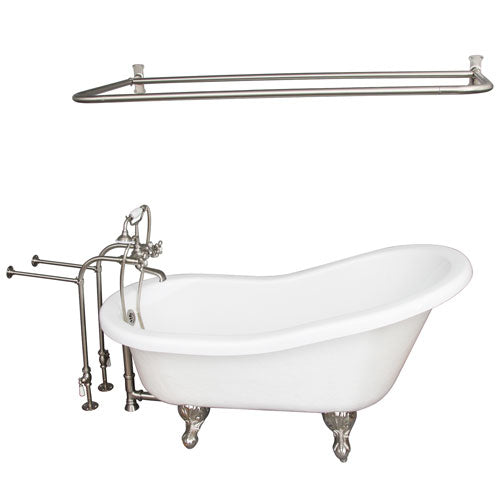 Estelle 60″ Acrylic Slipper Tub Kit in White – Brushed Nickel Accessories