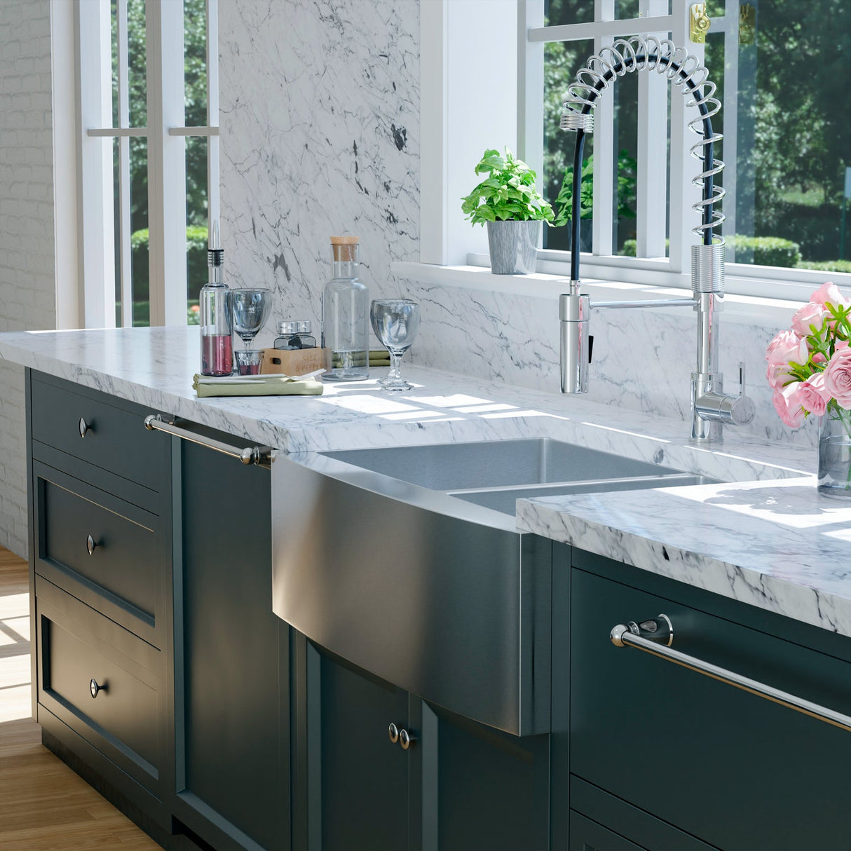 Damita Double Bowl Stainless Apron-Front Sink