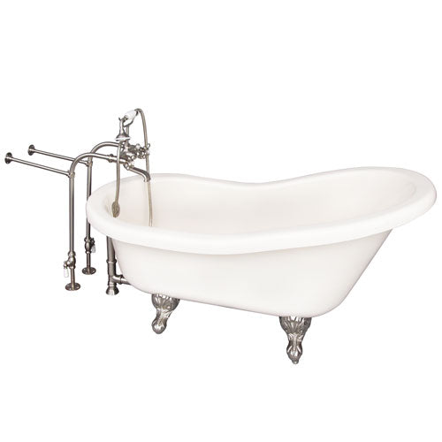 Fillmore 60″ Acrylic Slipper Tub Kit in Bisque – Brushed Nickel Accessories