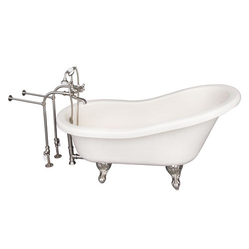 Estelle 60″ Acrylic Slipper Tub Kit in Bisque – Brushed Nickel Accessories