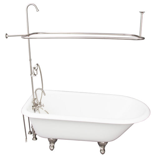 Brocton 65″ Cast Iron Roll Top Tub Kit – Brushed Nickel Accessories