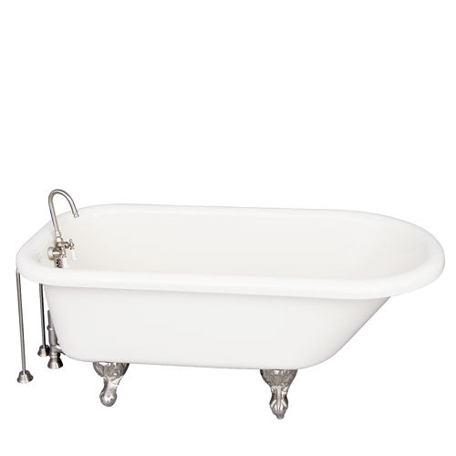 Anthea 60″ Acrylic Roll Top Tub Kit in Bisque – Brushed Nickel Accessories