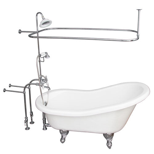 Estelle 60″ Acrylic Slipper Tub Kit in White – Polished Chrome Accessories