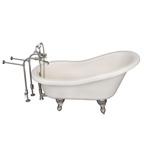 Estelle 60″ Acrylic Slipper Tub Kit in Bisque – Brushed Nickel Accessories