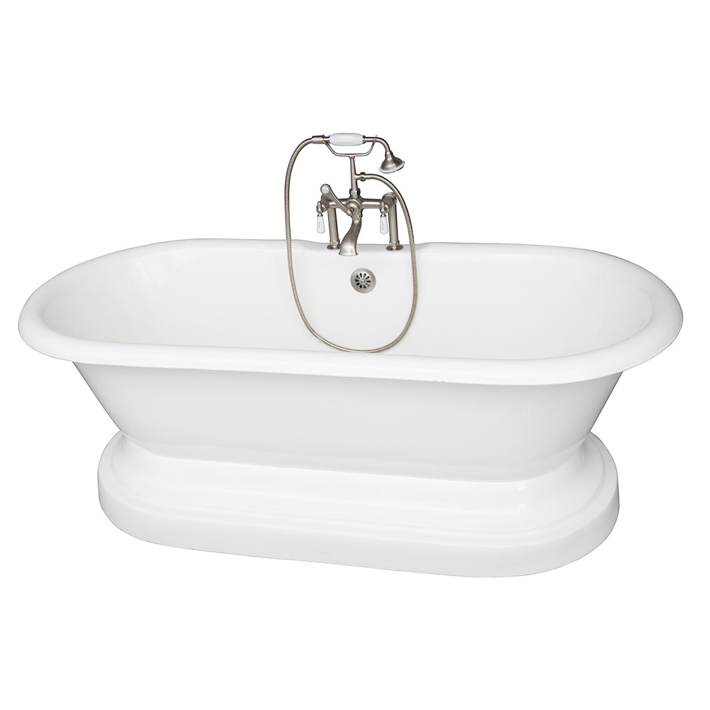 Columbus 61″ Cast Iron Double Roll Top Tub Kit – Brushed Nickel Accessories