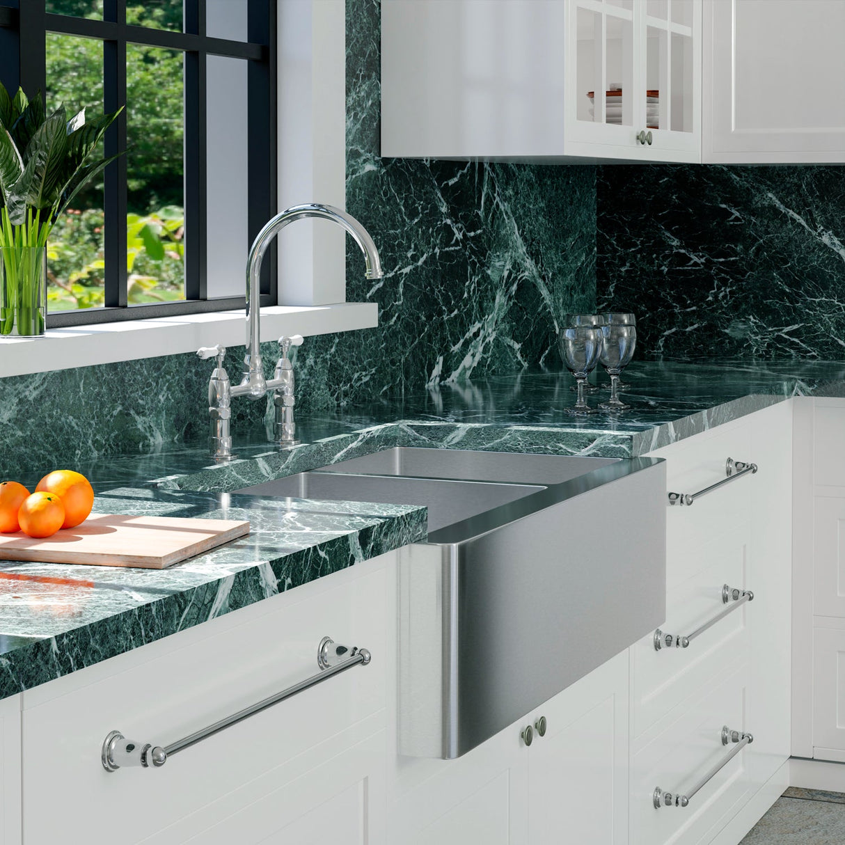 Crowley Double Bowl Stainless Apron-Front Sink