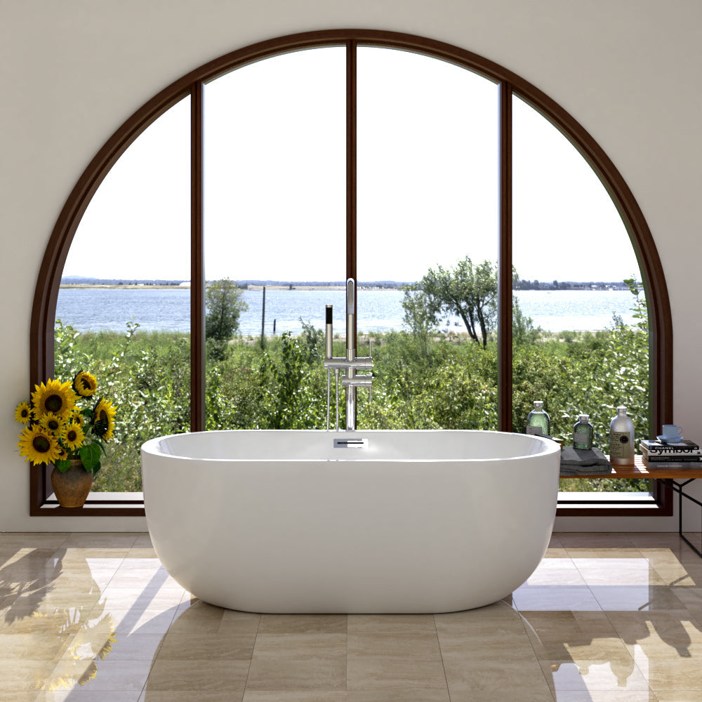 Pilar 65" Acrylic Freestanding Tub with Integral Drain and Overflow