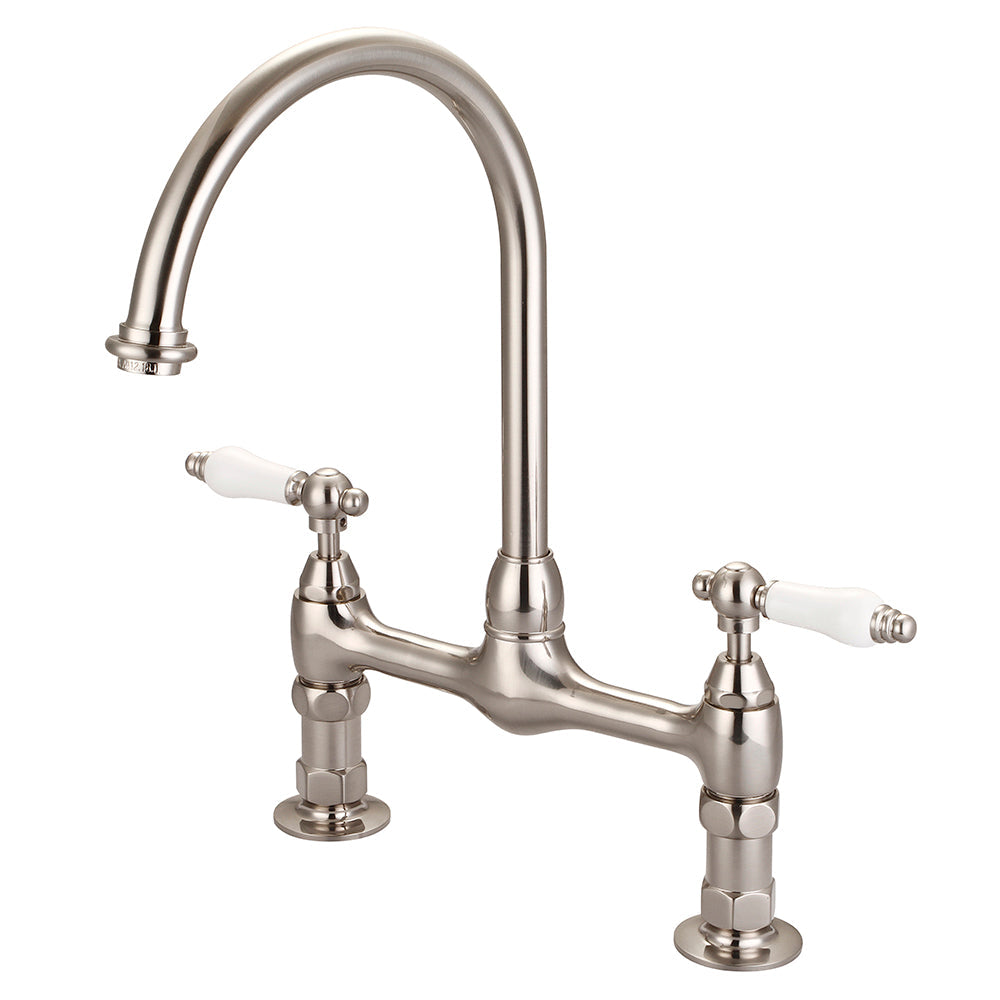 Harding Kitchen Bridge Faucet with Porcelain Lever Handles