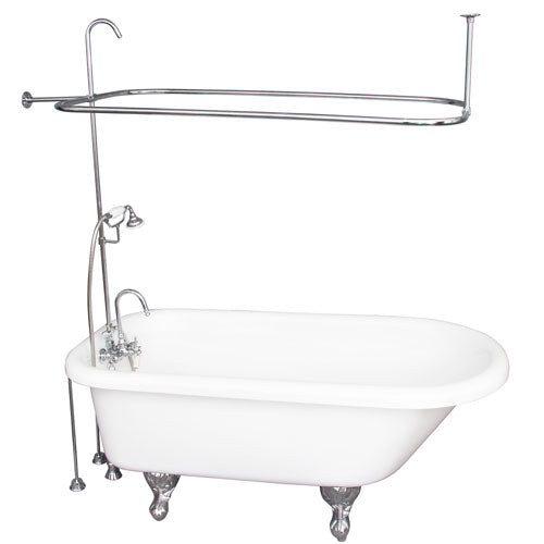 Asia 67″ Acrylic Roll Top Tub Kit in White – Polished Chrome Accessories